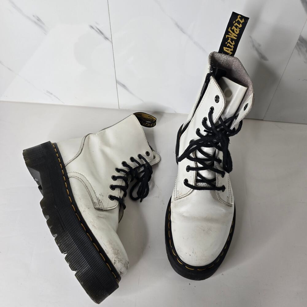 Dr. Martens Jadon White Platform High Top Zip Lace Up Boots Size 7 L / 6 M